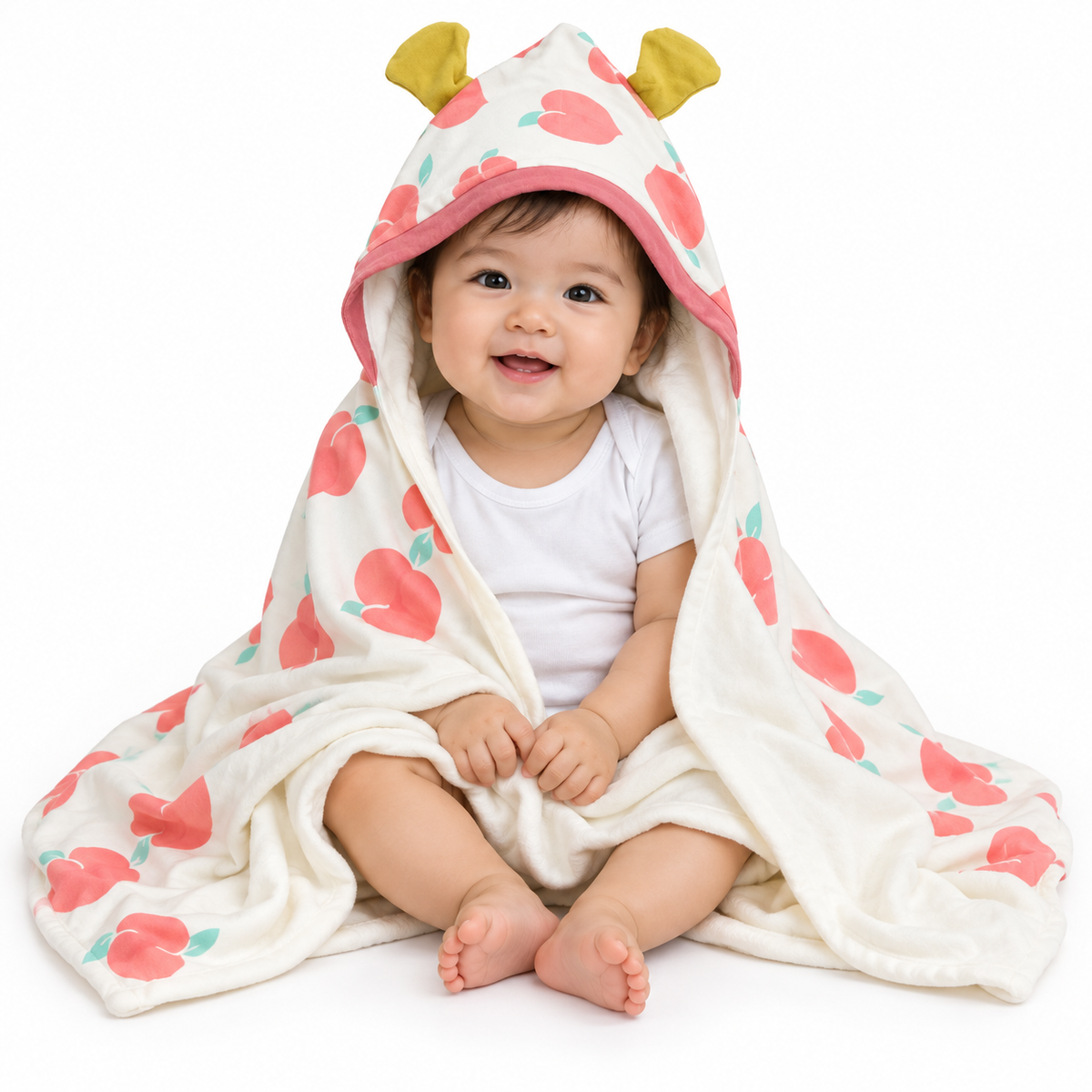 Baby Hooded Towel 90×90 cm – Apple Bear Design – product photo 2