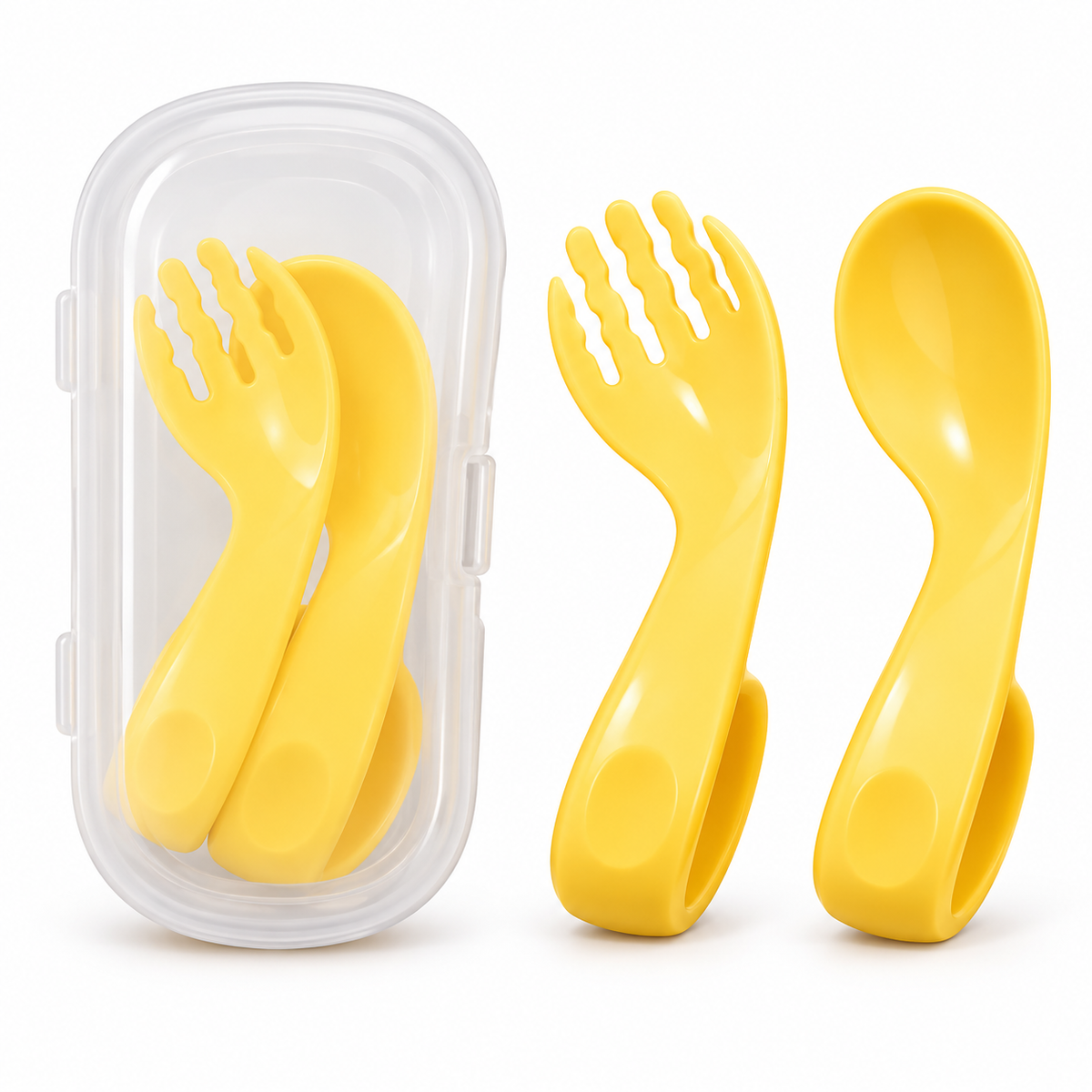Baby Training Spoon & Fork Set with Travel Case – Easy Grip – product photo 5