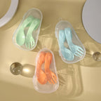 Baby Training Spoon & Fork Set with Travel Case – Easy Grip