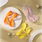 Baby Training Spoon & Fork Set with Travel Case – Easy Grip