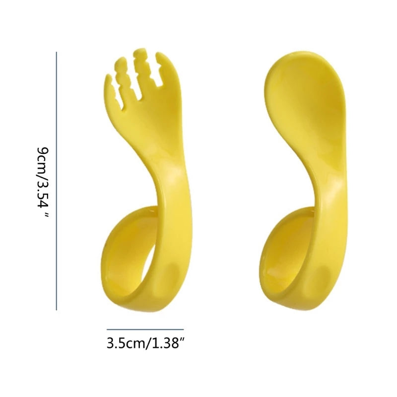 Baby Training Spoon & Fork Set with Travel Case – Easy Grip
